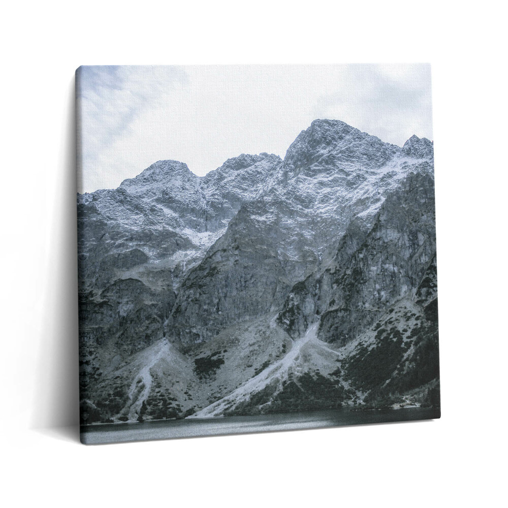 Tablou pe pânză canvas 60x60 Morskie Oko iarna în Munții Tatra