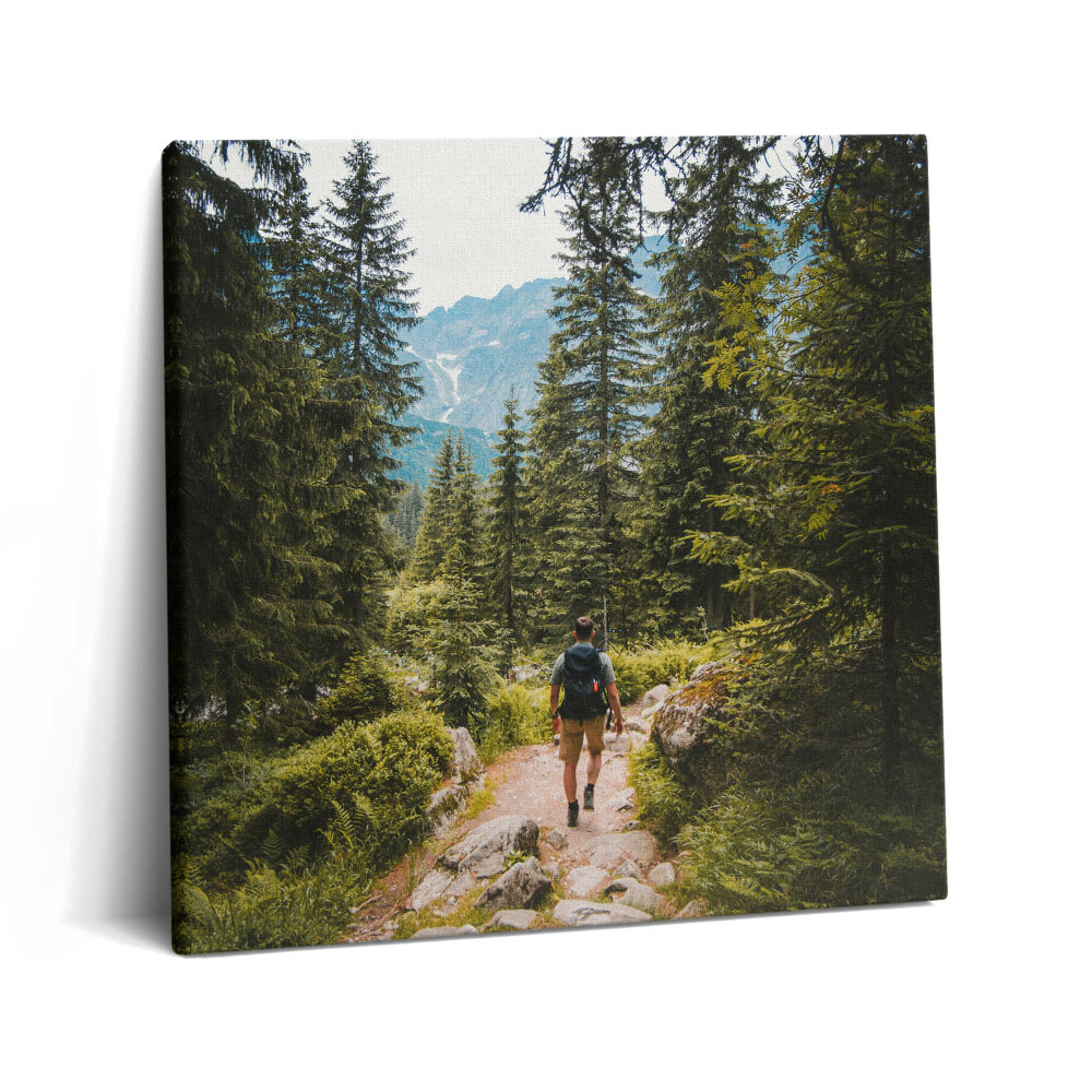 Tablou pe pânză canvas 60x60 Un bărbat pe urme în Zakopane