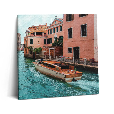 Tablou pe pânză canvas 60x60 Barcă cu motor pe râu