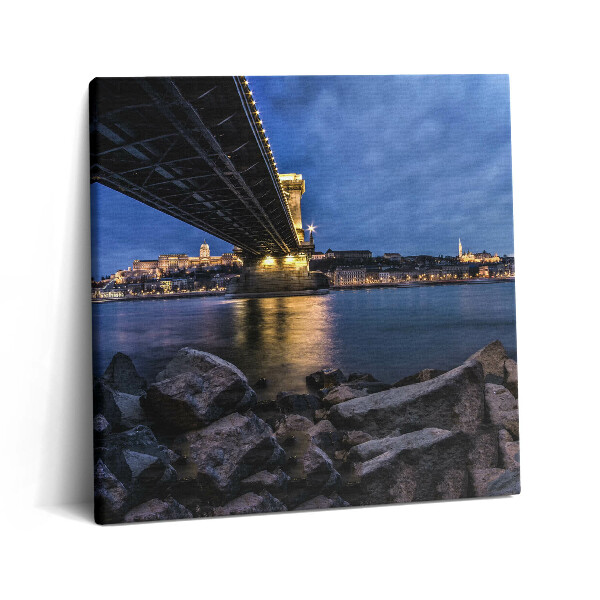 Tablou pe pânză canvas 60x60 Țărm stâncos sub pod