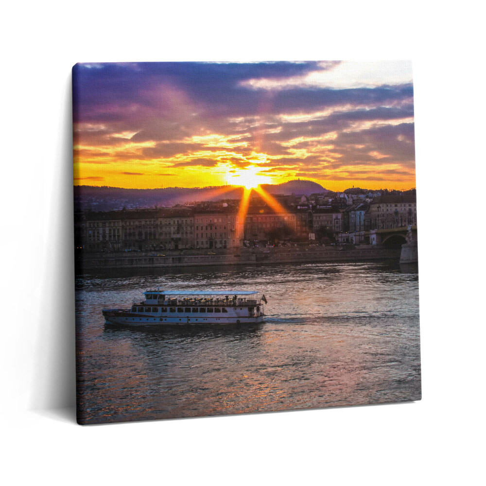 Tablou pe pânză canvas 60x60 Barcă din Budapesta
