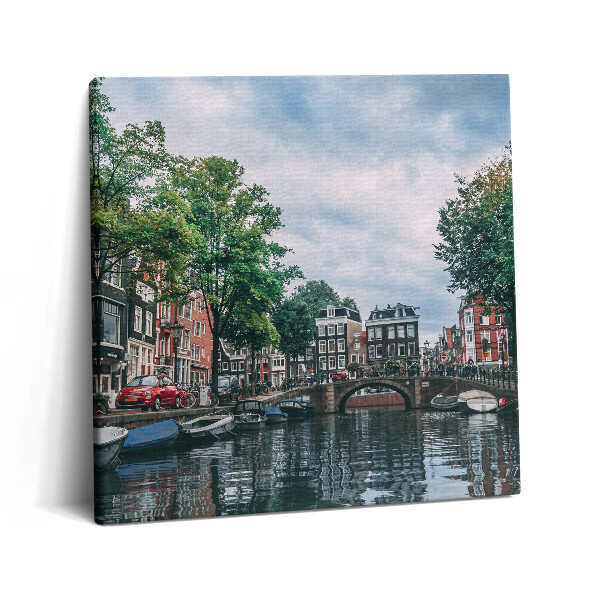 Tablou pe pânză canvas 60x60 Un canal în centrul Amsterdamului