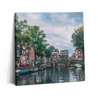 Tablou pe pânză canvas 60x60 Un canal în centrul Amsterdamului