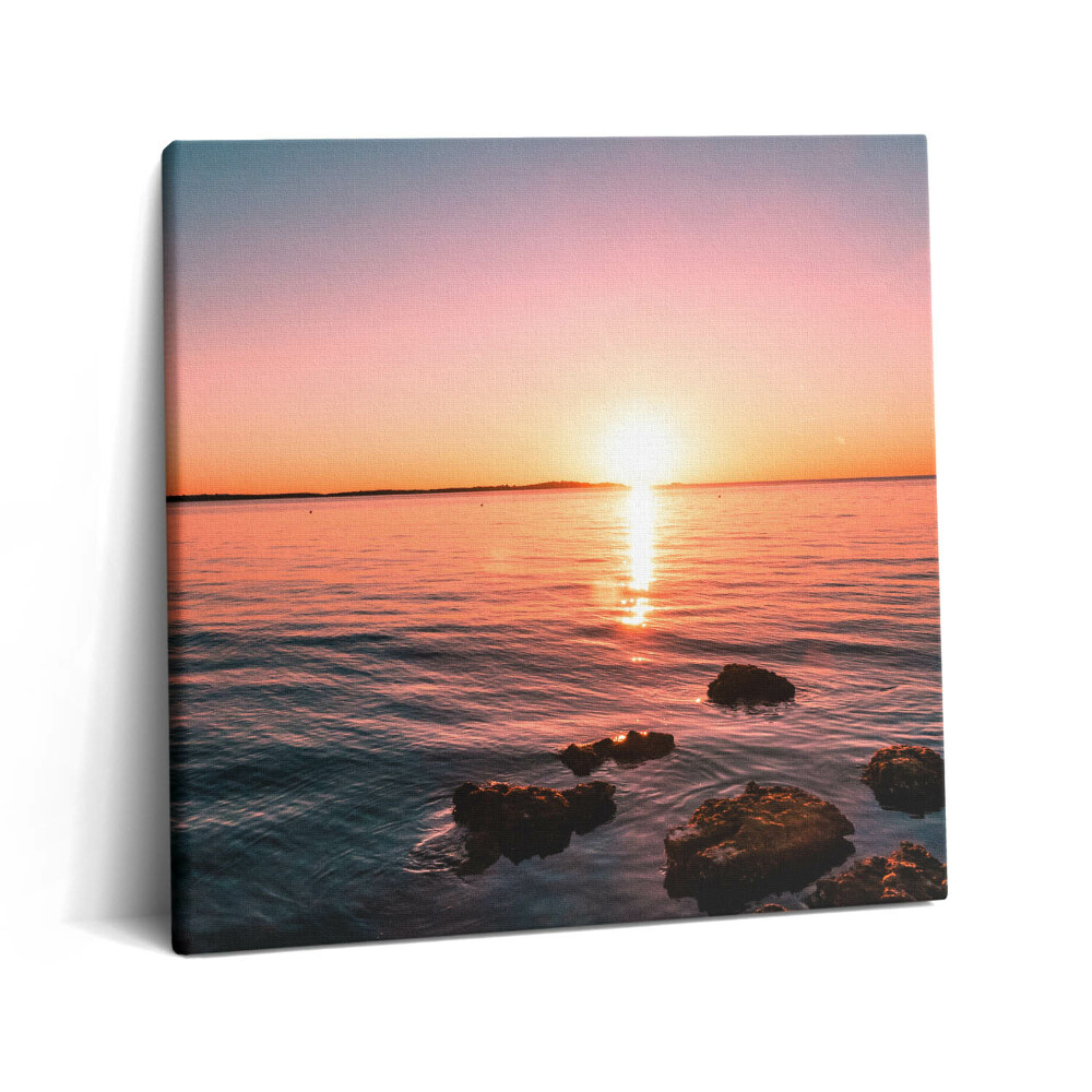 Tablou pe pânză canvas 60x60 Stânci la apus
