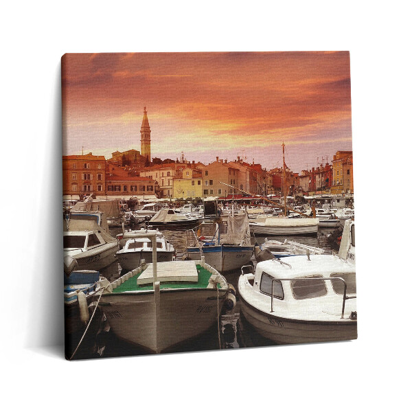 Tablou pe pânză canvas 60x60 Dig cu bărci în Croația