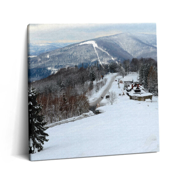 Tablou pe pânză canvas 60x60 Silezia Beskids Ustroń iarnă