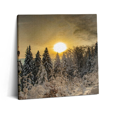 Tablou pe pânză canvas 60x60 Peisaj de iarnă al Munților Beskid