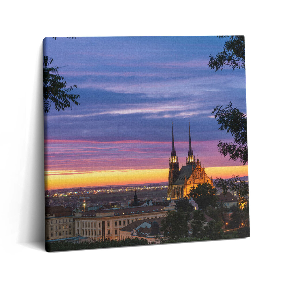 Tablou pe pânză canvas 60x60 Răsărit de soare în Brno