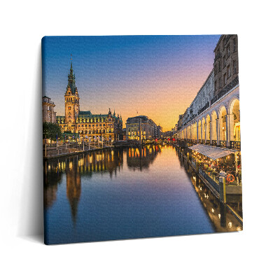 Tablou pe pânză canvas 60x60 Primăria orașului Hamburg, Germania