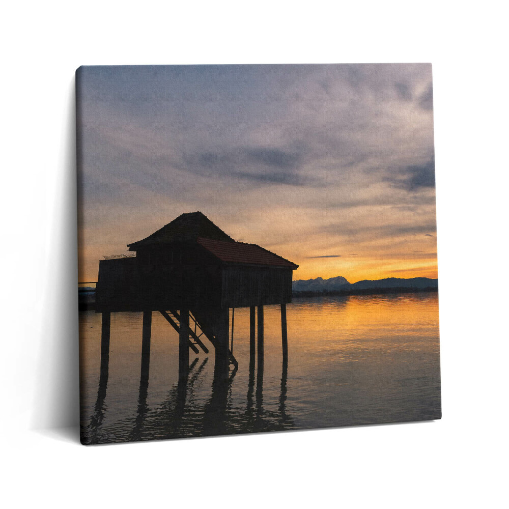 Tablou pe pânză canvas 60x60 Apus de soare peste Lacul Constanța