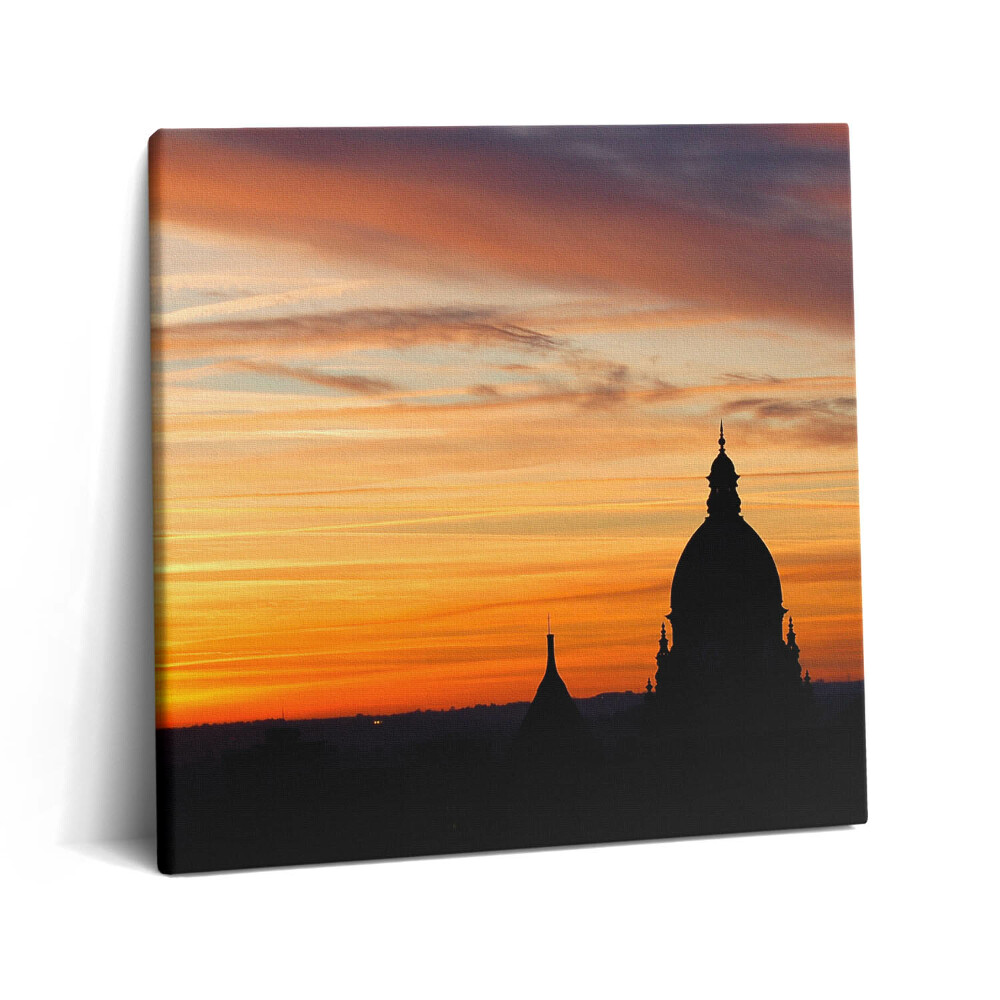 Tablou pe pânză canvas 60x60 Clădire la apus