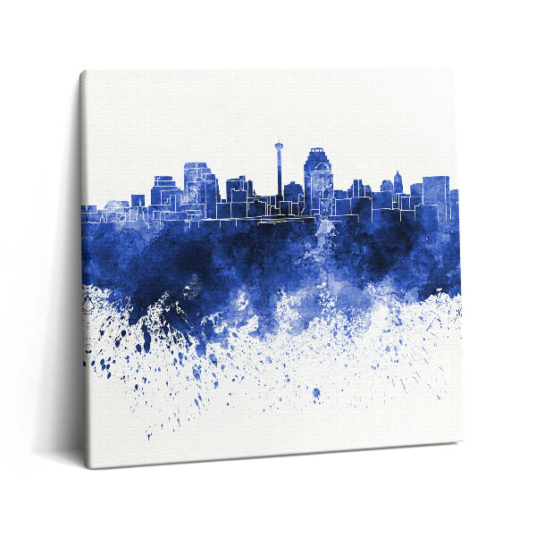 Tablou pe pânză canvas 60x60 Panoramă în acuarelă a orașului San Antonio