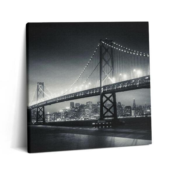 Tablou pe pânză canvas 60x60 Podul San Francisco noaptea