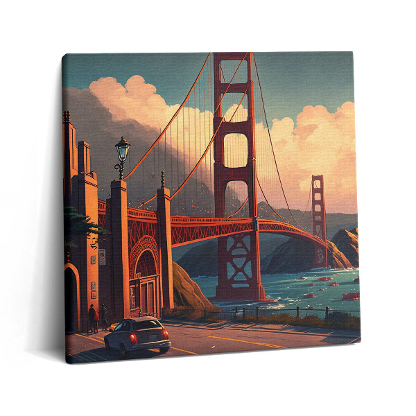 Tablou pe pânză canvas 60x60 Ilustrație a unui pod din San Francisco
