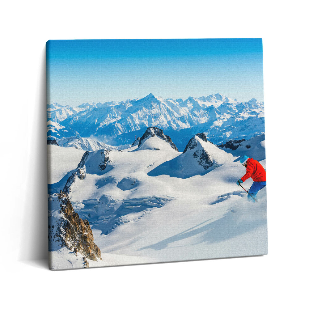 Tablou pe pânză canvas 60x60 Schi în Alpi