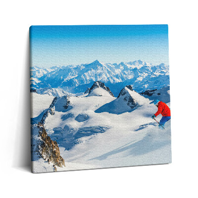 Tablou pe pânză canvas 60x60 Schi în Alpi