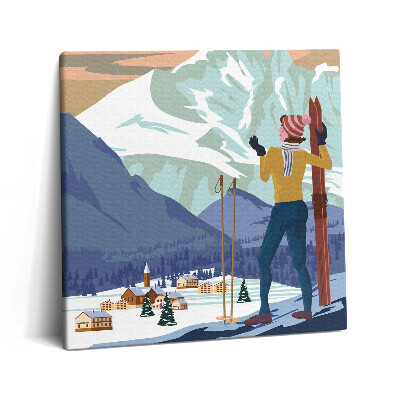 Tablou pe pânză canvas 60x60 Un poster cu Alpii francezi