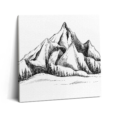 Tablou pe pânză canvas 60x60 Desen de munte