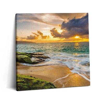 Tablou pe pânză canvas 60x60 Plajă la apus