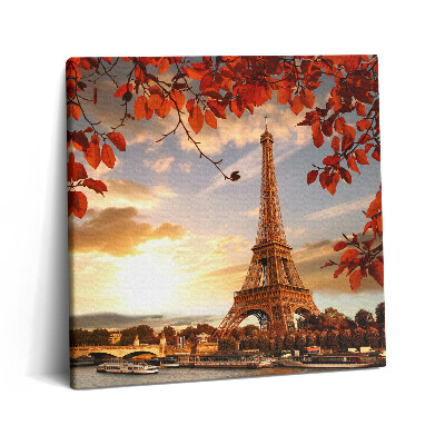Tablou pe pânză canvas 60x60 Turnul Eiffel printre frunze