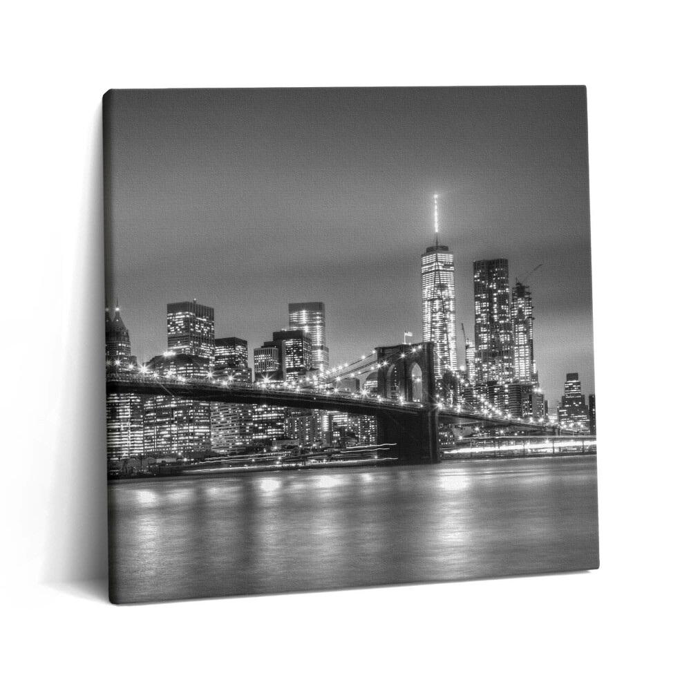 Tablou pe pânză canvas 60x60 Podul Brooklyn din New York noaptea