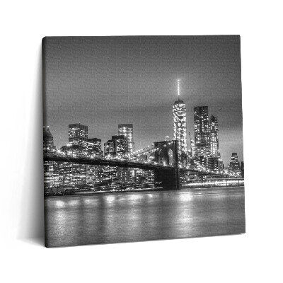 Tablou pe pânză canvas 60x60 Podul Brooklyn din New York noaptea