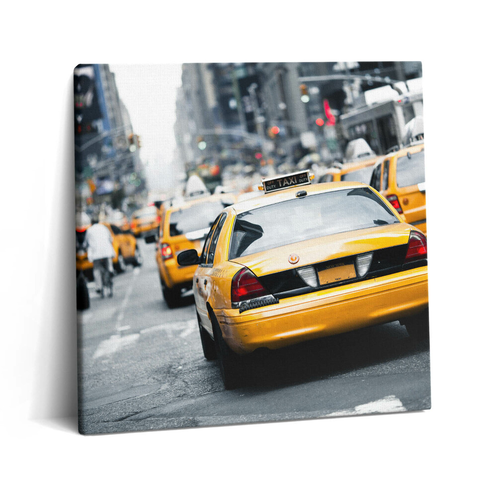 Tablou pe pânză canvas 60x60 Taxiurile din New York City într-un ambuteiaj urban