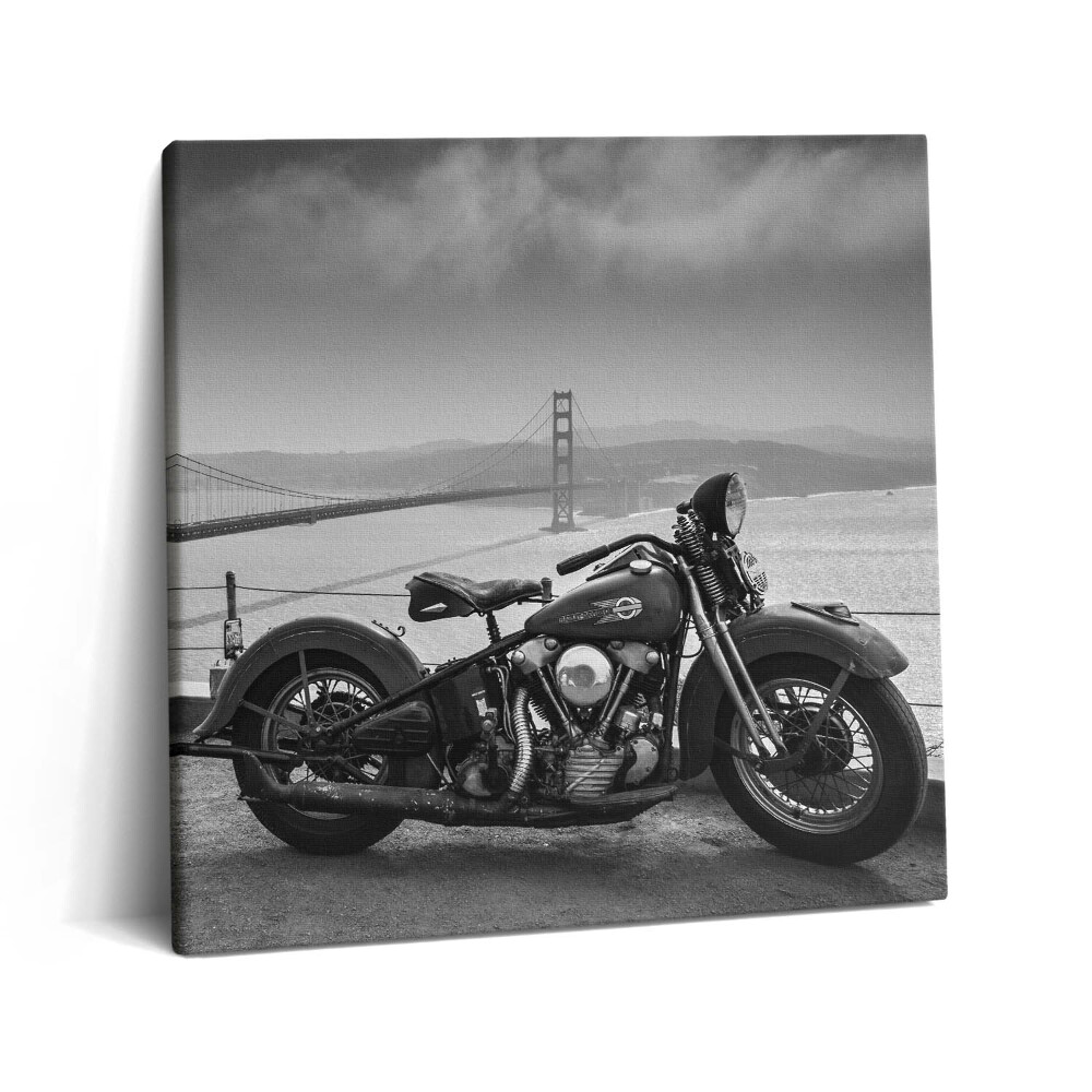 Tablou pe pânză canvas 60x60 Motocicleta și Podul Golden Gate