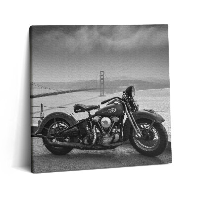 Tablou pe pânză canvas 60x60 Motocicleta și Podul Golden Gate