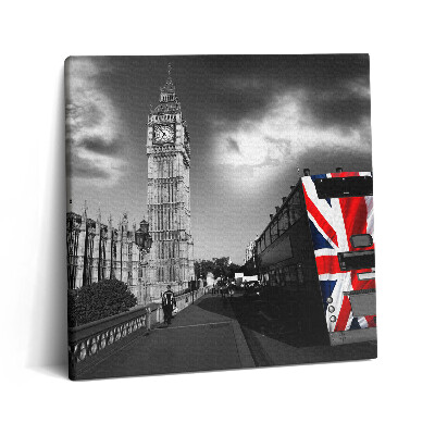 Tablou pe pânză canvas 60x60 Big Ben și autobuzul londonez