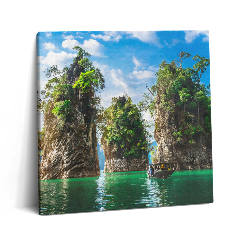 Tablou pe pânză canvas 60x60 Natura copacilor lacului