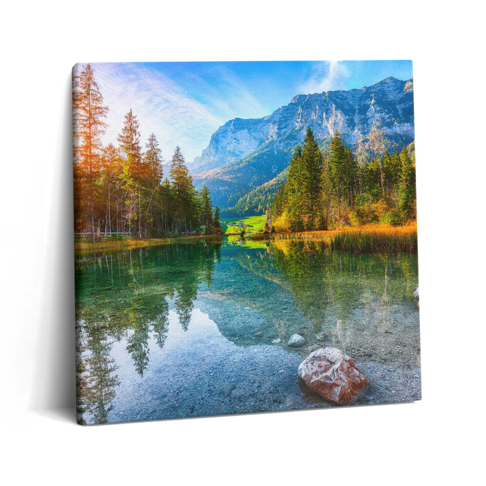 Tablou pe pânză canvas 60x60 Peisaj de râu de munte