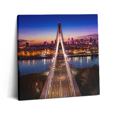 Tablou pe pânză canvas 60x60 Podul și orașul seara