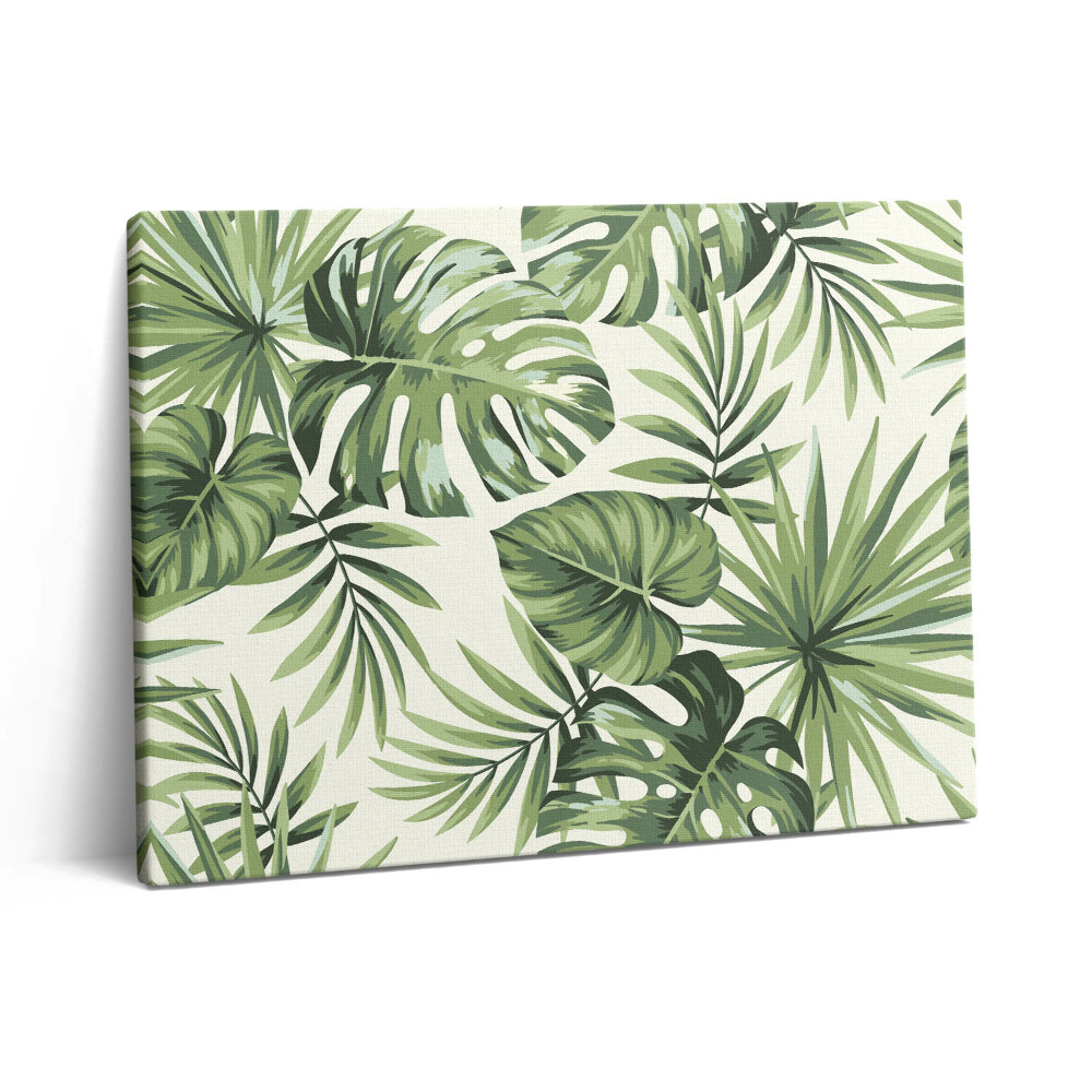 Pictură pe pânză 80x60 Ilustrație cu frunze de Monstera