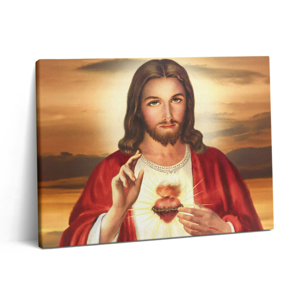 Pictură pe pânză 80x60 Inima lui Isus într-o ramă de lemn