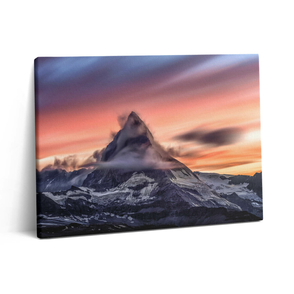 Pictură pe pânză 80x60 Munte singuratic la apus