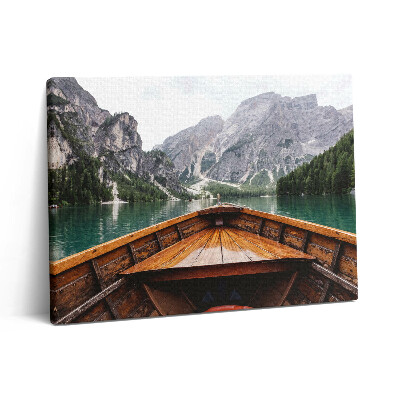 Pictură pe pânză 80x60 O barcă pe un lac de munte