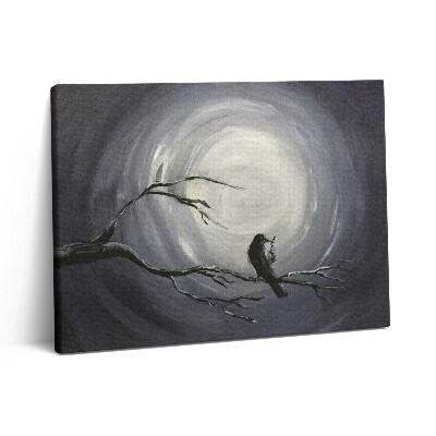 Pictură pe pânză 80x60 Corb în lumina lunii