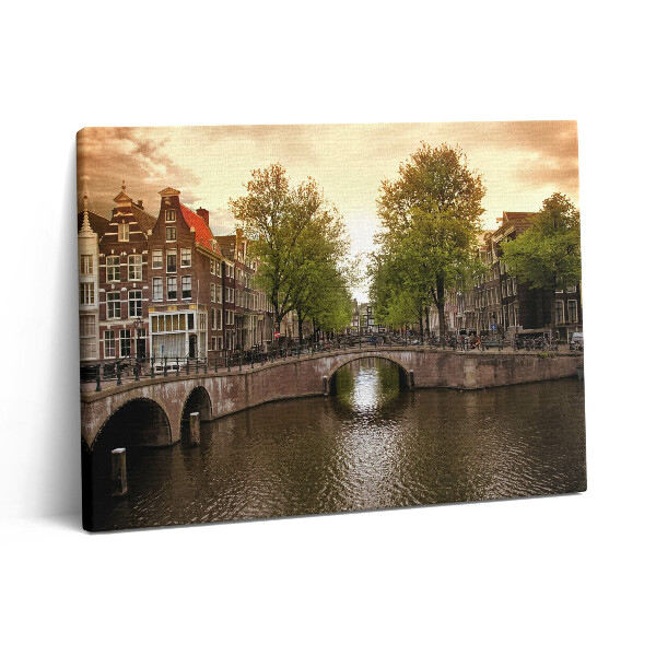 Pictură pe pânză 80x60 Canalele din Amsterdam în oraș