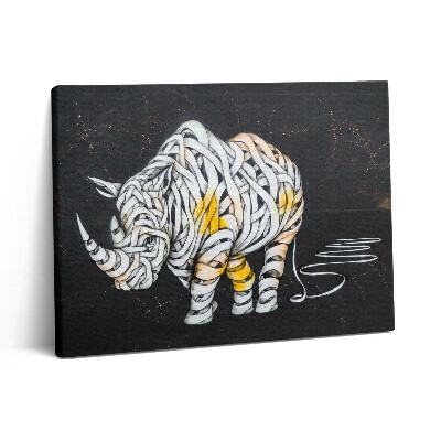 Pictură pe pânză 80x60 Vedere abstractă a rinocerului și a echipei
