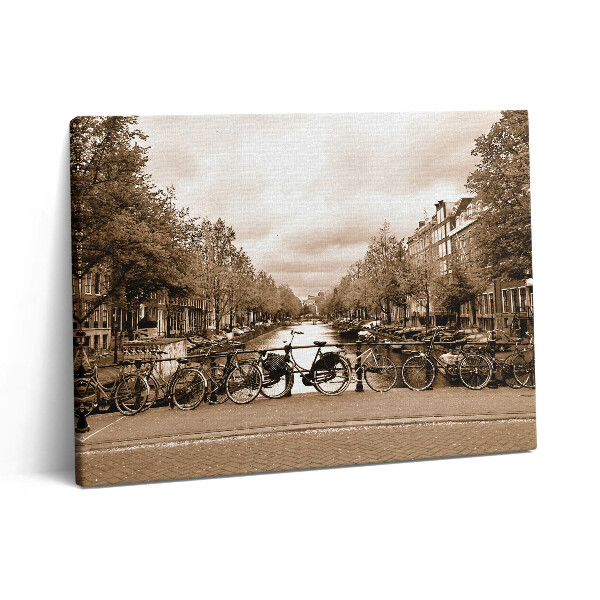 Pictură pe pânză 80x60 Vedere a Amsterdamului cu bicicleta