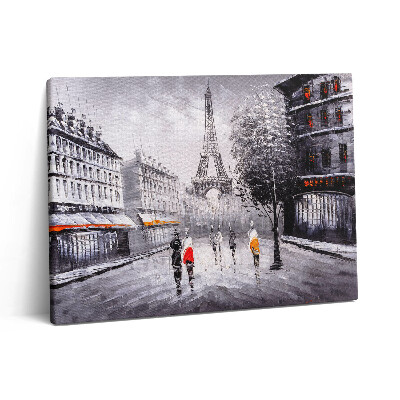 Pictură pe pânză 80x60 Vedere de stradă a Turnului Eiffel din Paris