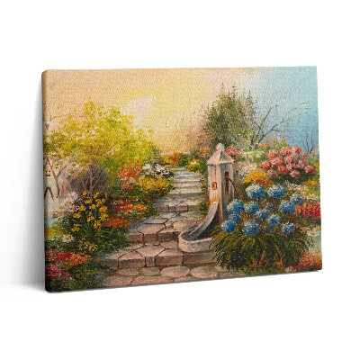 Pictură pe pânză 80x60 Compoziție de ulei - scări de piatră în pădure