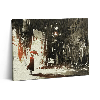 Pictură pe pânză 80x60 Femeie pictată cu umbrelă