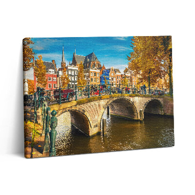 Pictură pe pânză 80x60 Albastrul de toamnă în Amsterdam