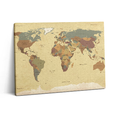 Pictură pe pânză 80x60 Hartă a lumii vintage