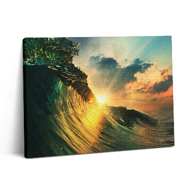Pictură pe pânză 80x60 Valul mării și apusul soarelui