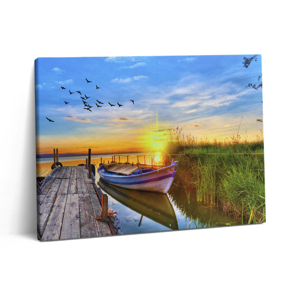 Pictură pe pânză 80x60 Vedere a lacului și a apusului de soare