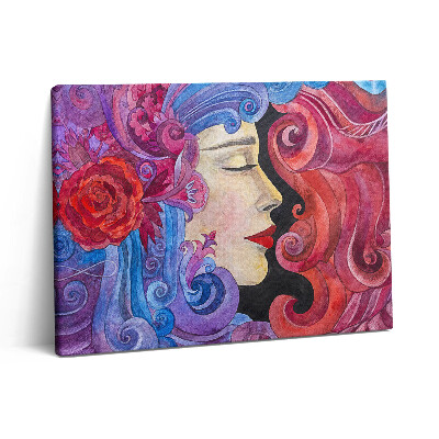 Pictură pe pânză 80x60 Artă - femeie pictată