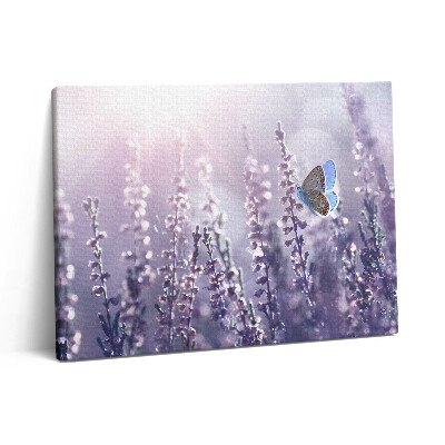 Pictură pe pânză 80x60 Fluture pe flori sălbatice